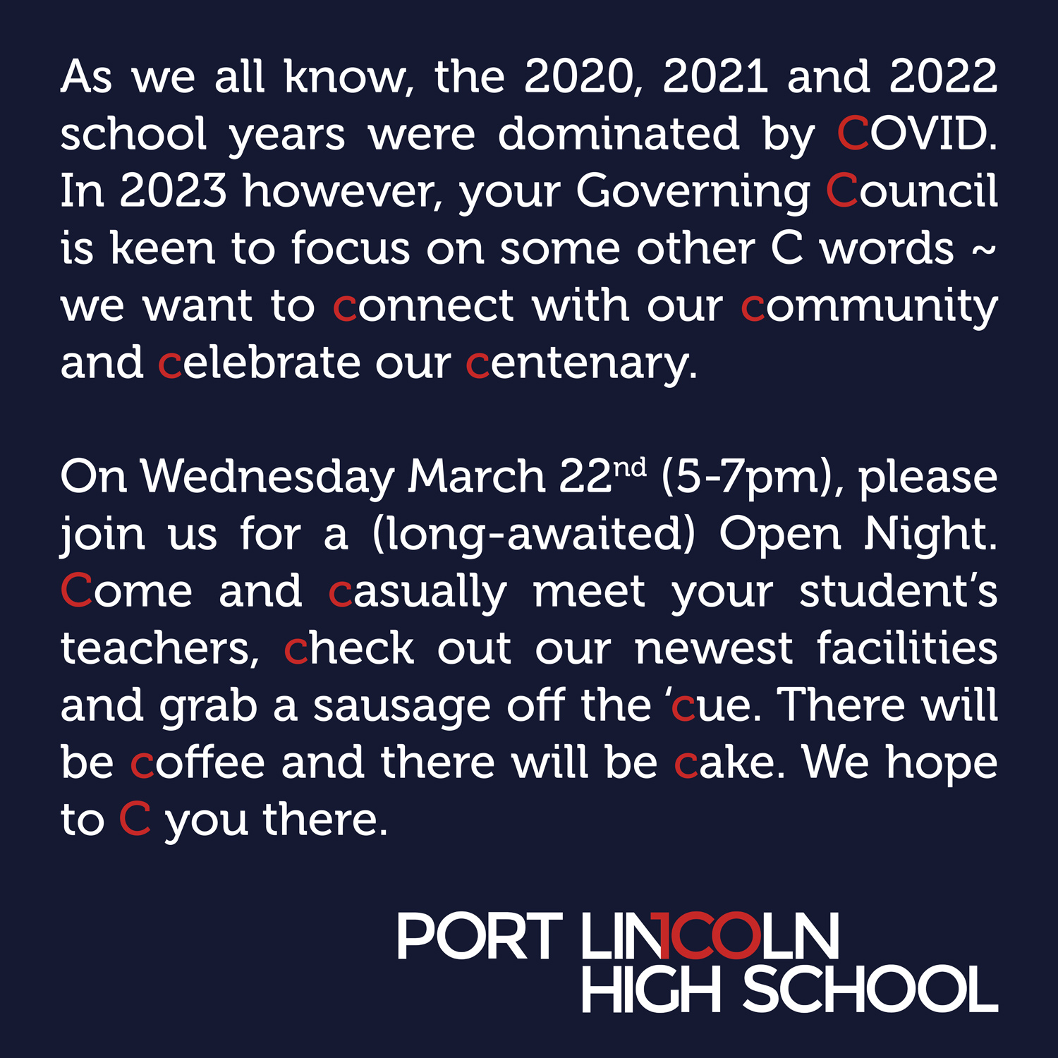PLHS Parents Invited to Open Night Port Lincoln High School